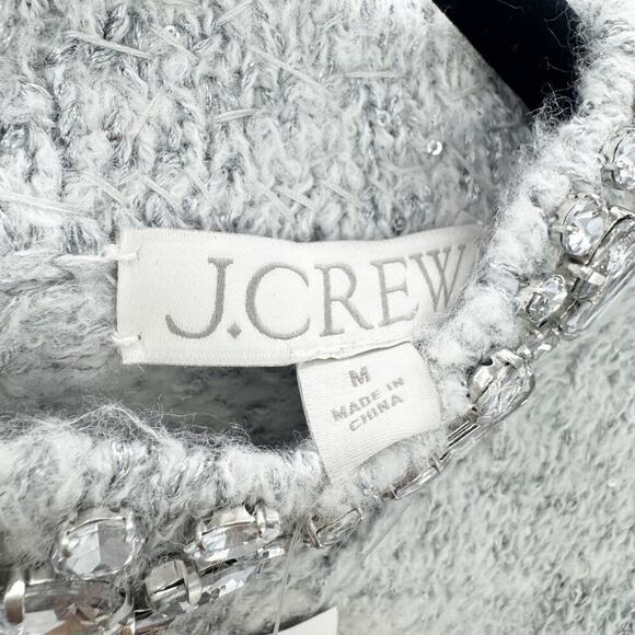 J. Crew Embellished Pullover Sweater Long Sleeve Light Grey Silver Size M NWT - Picture 12 of 12